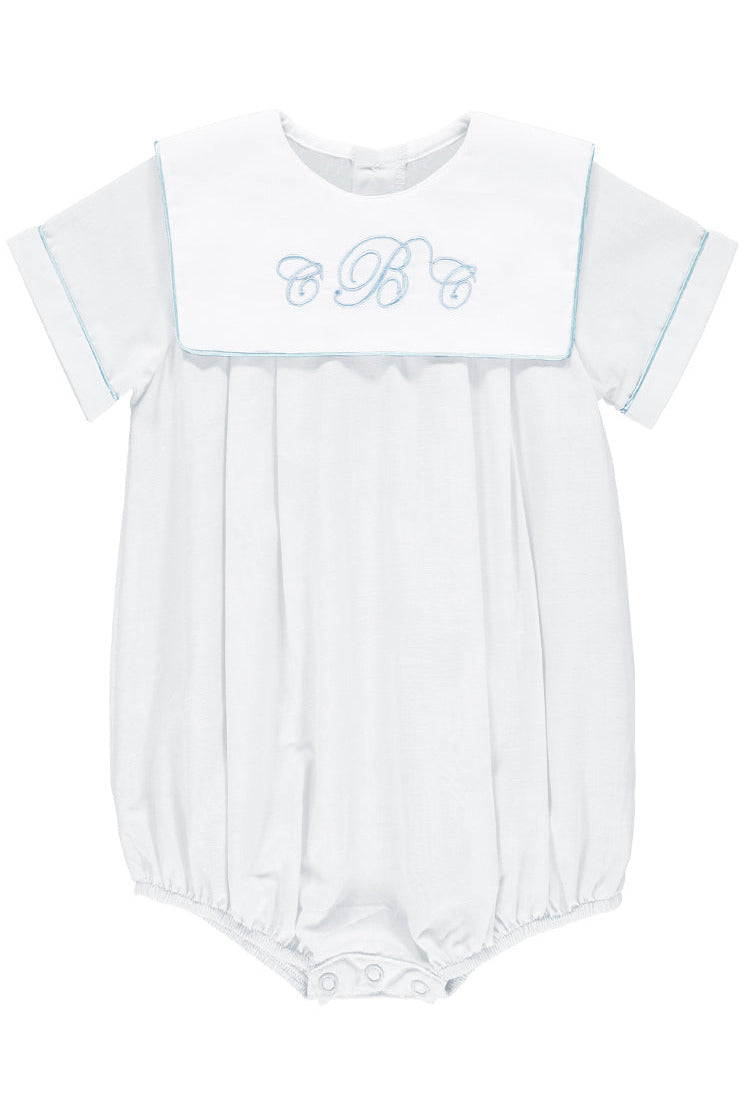 Personalized Baby Boy Classic Monogram Romper - White