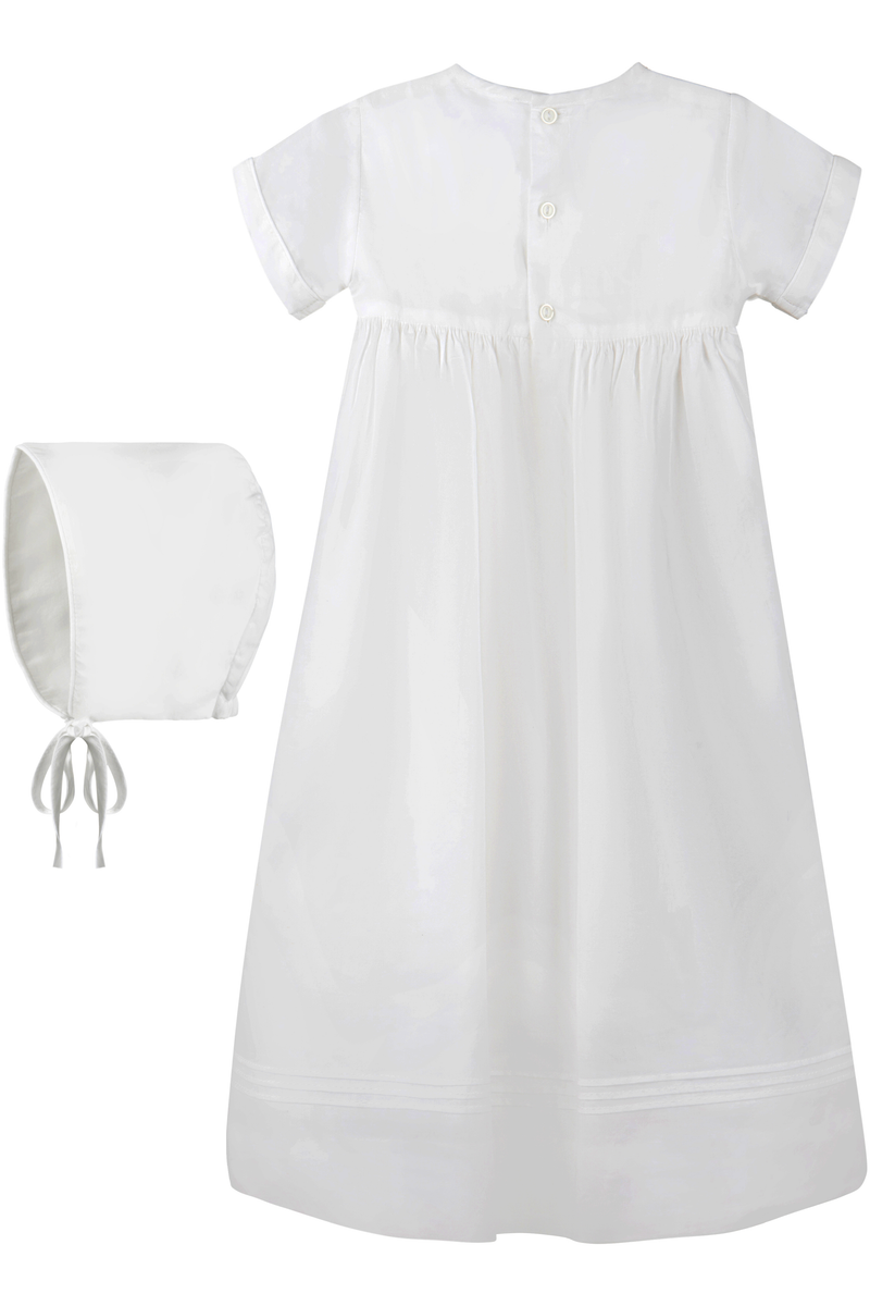 Hand Smocked Cross Christening Gown with Matching Bonnet