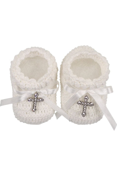 Carriage Boutique Crochet Baby Shoes with Cross