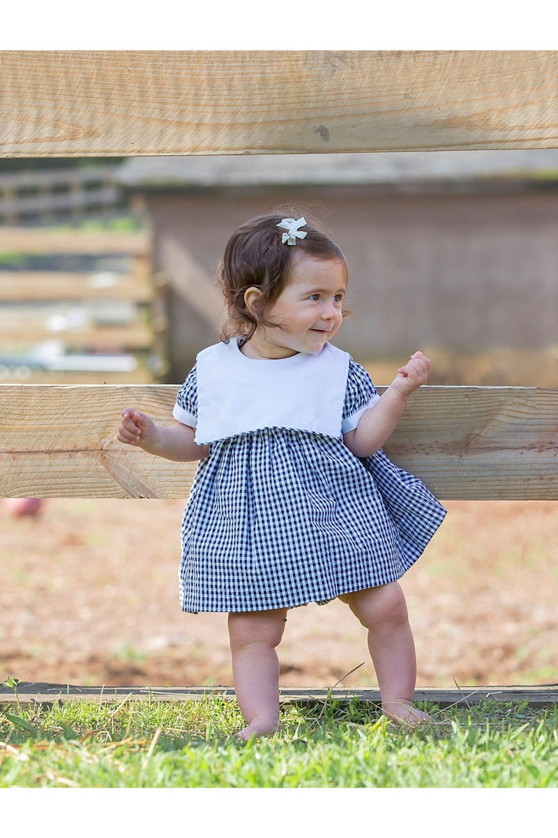 Carriage Boutique Monogram Navy Check Baby & Toddler Girl Dress