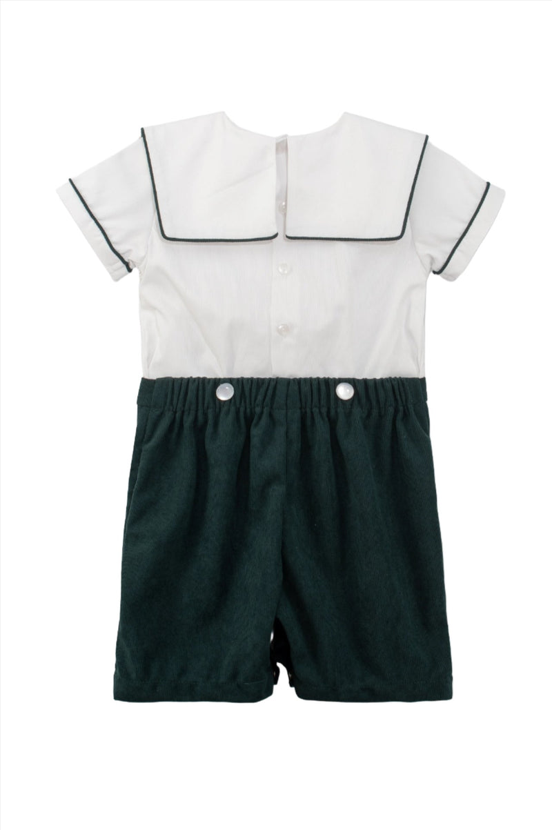 Green Wooden Soldier Baby & Toddler Boy Bobbie Suit Back View
