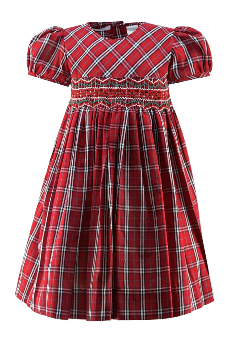 Red & White Plaid Short Sleeve Baby Girl & Toddler Dress - Carriage Boutique