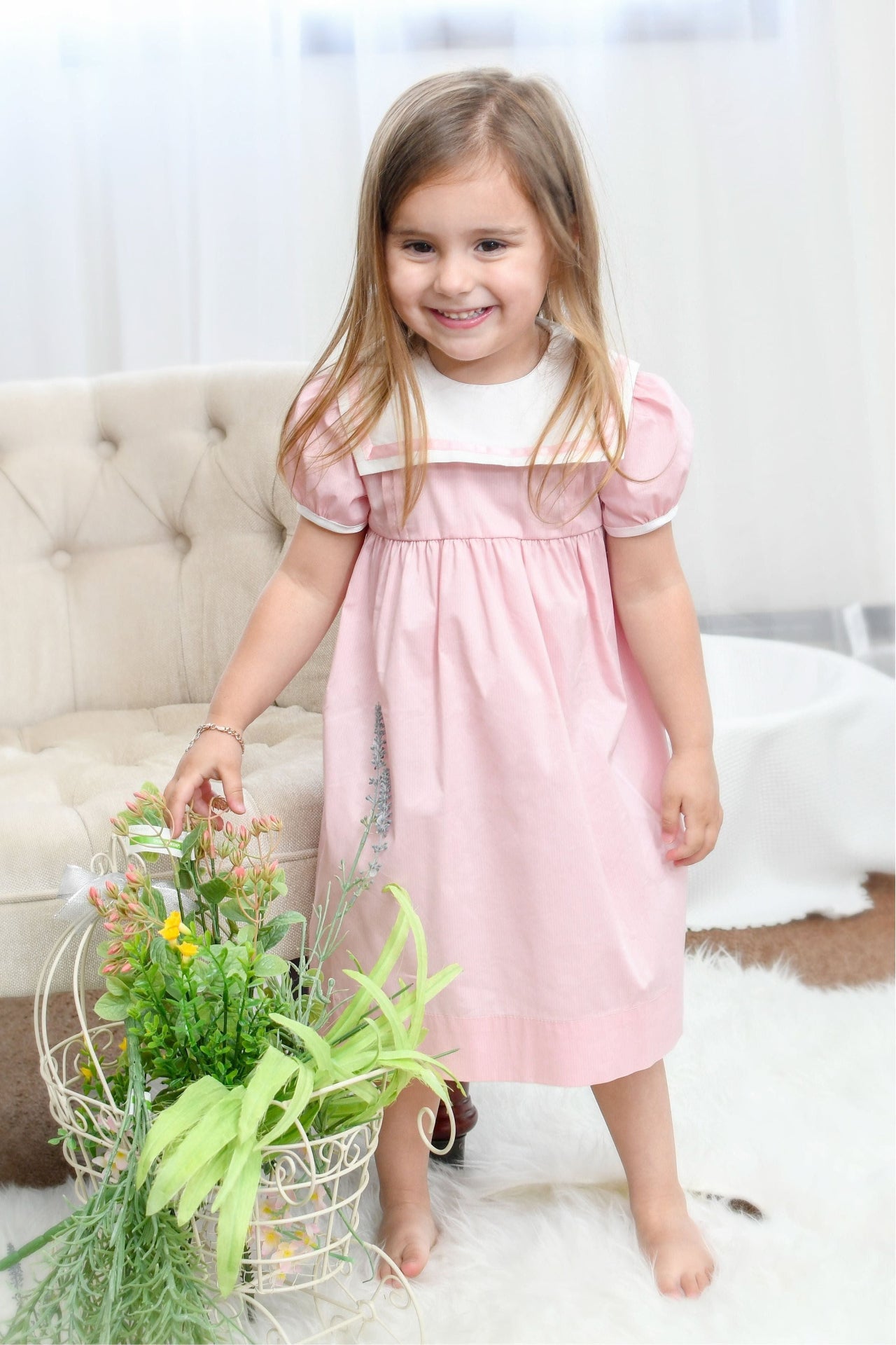 Short Sleeve Pink & White Baby & Toddler Dress - 18M Short Sleeve Pink & White Baby & Toddler Dress - 18M