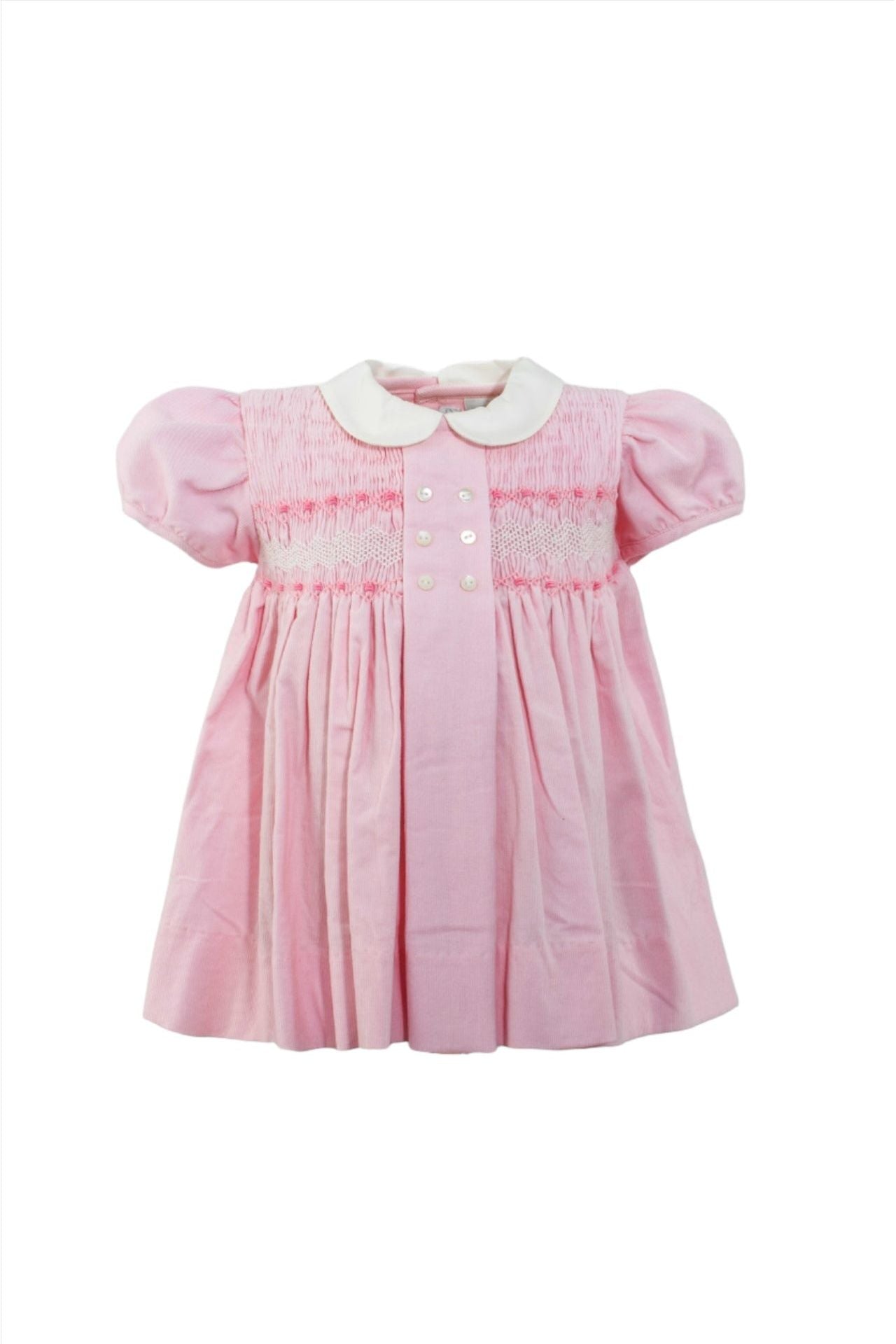 Smocked Corduroy Pink Baby Girl Dress with Panty Smocked Corduroy Pink Baby Girl Dress with Panty