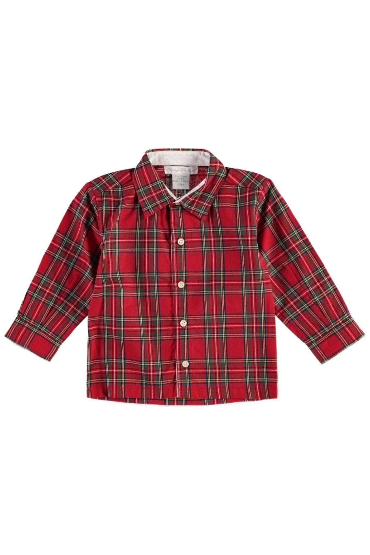 Button Down Plaid Baby Boy Toddler Shirt with Yellow Green