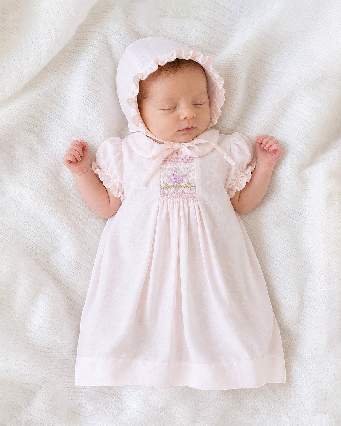 newborn smocked dresses Heirloom Dress and Bonnet Set this gown is a Light Purple Violet Casual Color:Sienna-Rose recycled fashion