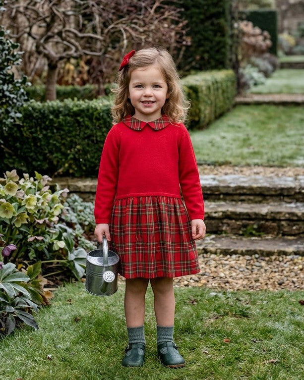 childs knitted dress Knit Plaid Long Sleeve Toddler & Youth Girl 1 BUTTON OR SATIN Atria Signature Colors:Turquoise SID2690A Baby Blue Square Neck