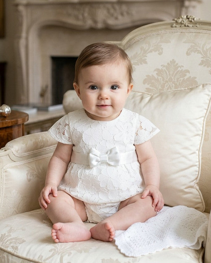 Baby Girl Christening Bubble Romper Outfit