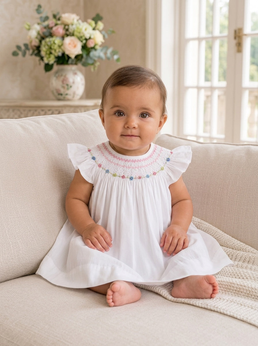 Vintage Hand Smocked Floral Baby Girl Bishop Dress – Carriage Boutique