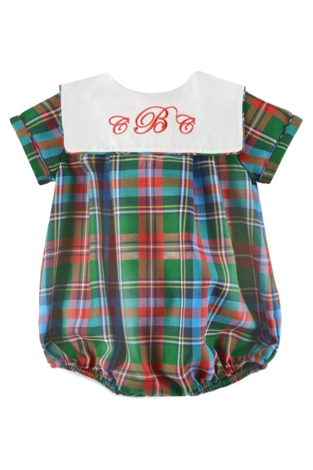 Monogrammable Plaid Bubble Romper for Baby Boys – Carriage Boutique