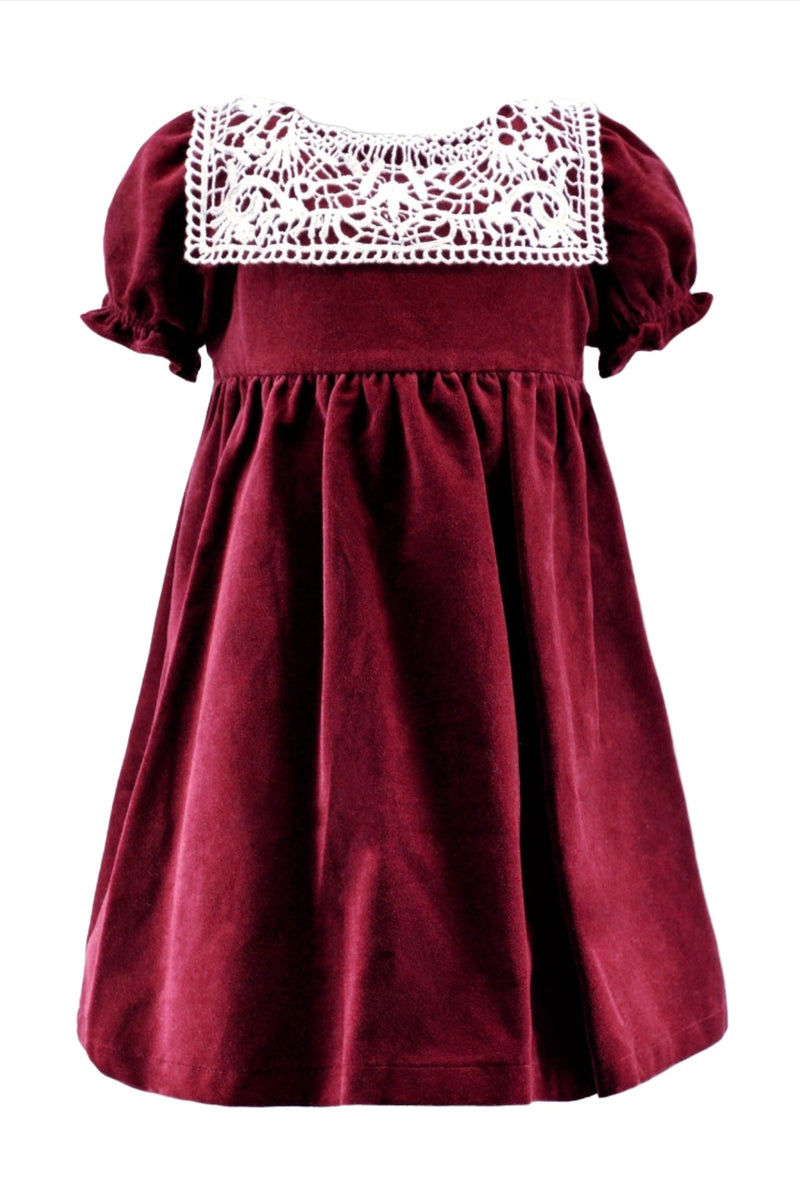 Red Velvet Short Sleeve Baby & Toddler Girl Dress 2 - Carriage Boutique