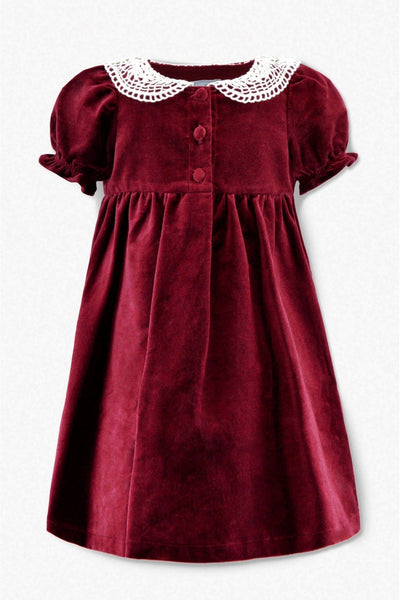 Red Velvet Short Sleeve Baby & Toddler Girl Dress - Carriage Boutique