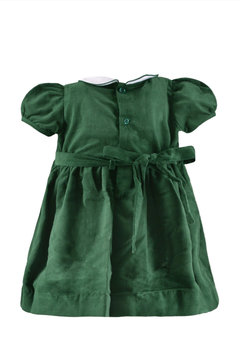 Smocked Christmas Trees Short Sleeve Baby Girl Dress 2 - Carriage Boutique
