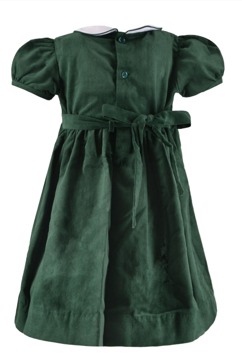 Smocked Christmas Trees Short Sleeve Baby Girl Dress 4 - Carriage Boutique