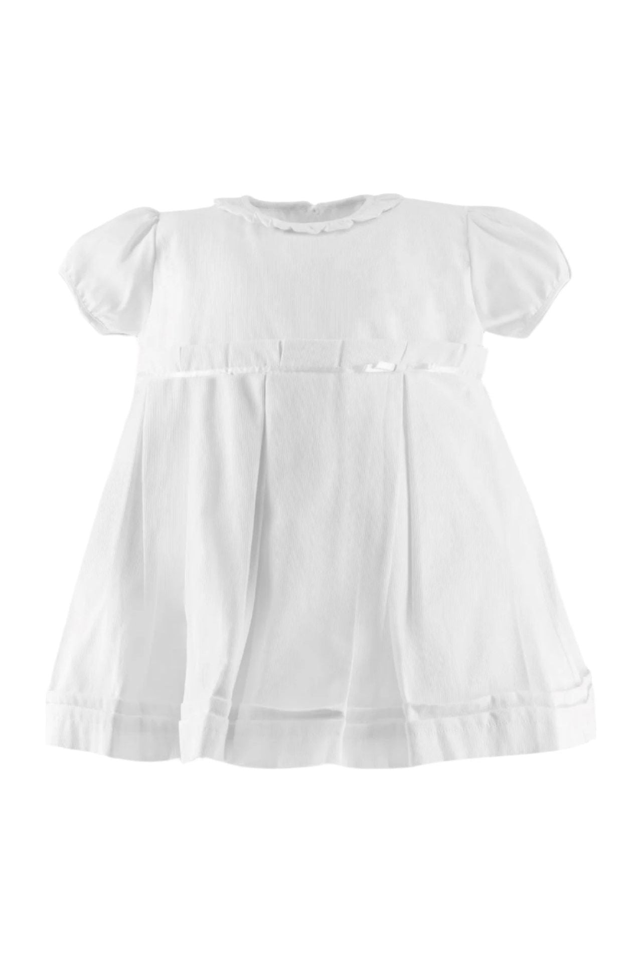 20096-White Classy Pique Baby Girl Dress - 12M 20096-White Classy Pique Baby Girl Dress - 12M