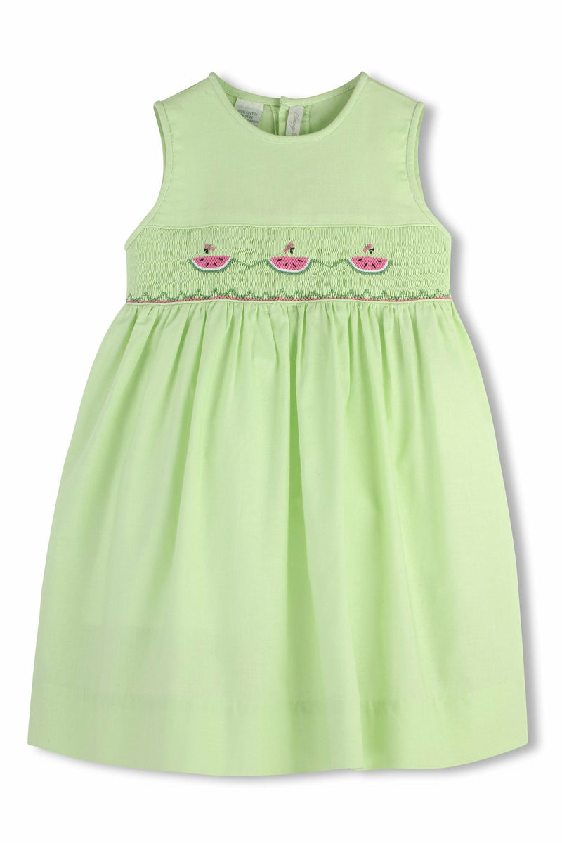 Smocked Green Watermelon Sleeveless Toddler & Youth Dress