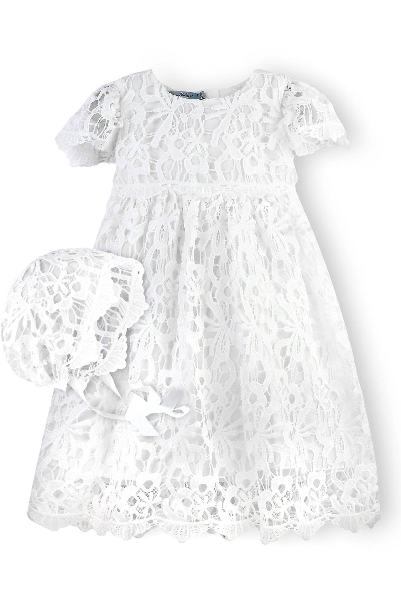 Baby Girl White Lace Christening & Baptism Gown - With Matching Bonnet - 0-3M Baby Girl White Lace Christening & Baptism Gown - With Matching Bonnet - 0-3M