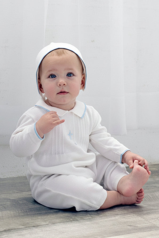 Boys' Long Christening & Baptism Outfit Set – Blue Cross by Carriage Boutique