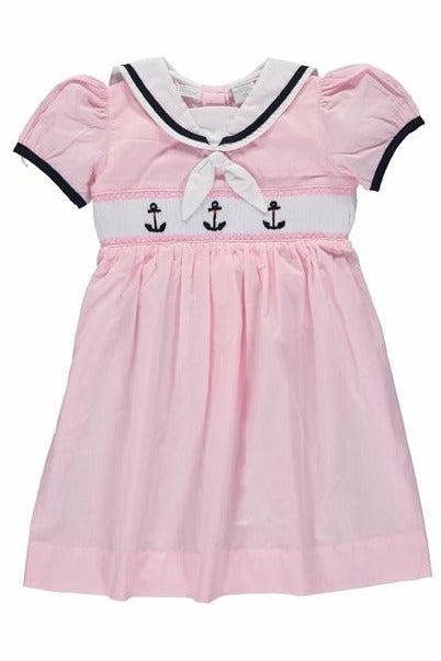 Carriage Boutique Toddler Girl Smocked Dress Anchor Pink 2