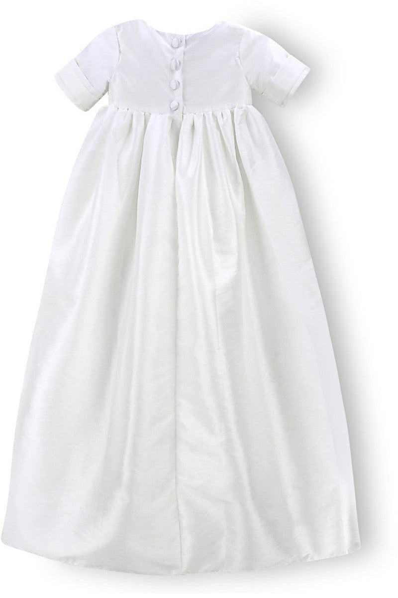 Satin White Long Baby Boy Christening and Baptism Gown with Hat 3 - Carriage Boutique