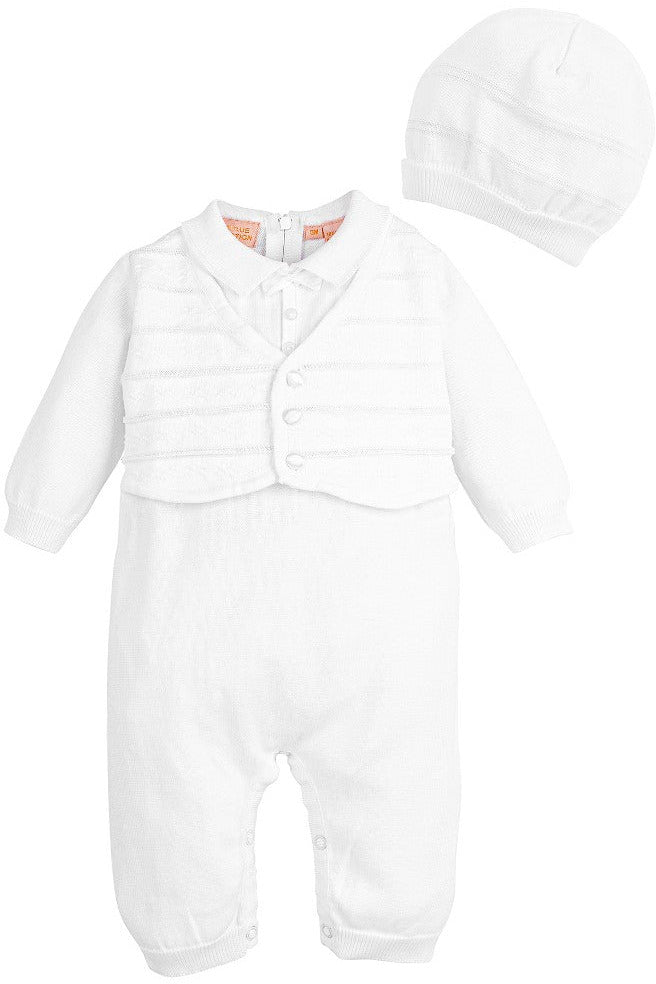 Baby Boys Christening Outfit with Attached Vest and Hat 3 - Carriage Boutique