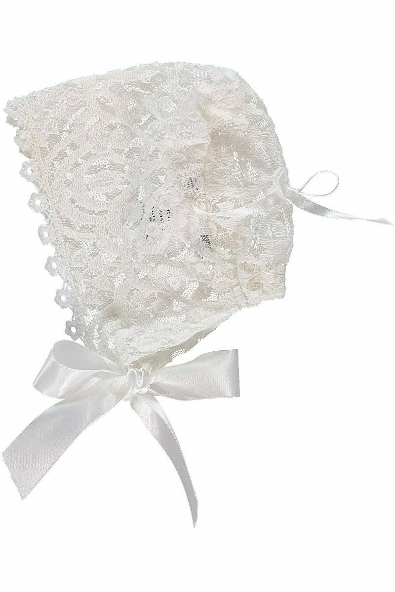 Baby Girl Baptism Special Occasion Lace Dress with Bonnet 5 - Carriage Boutique
