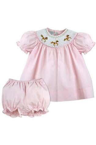 Pink Hand Smocked Baby Girl Bishop Dress - Carriage Boutique