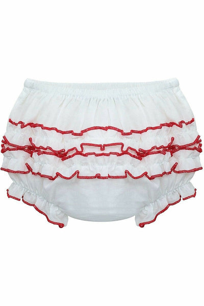 Baby Girl Ruffle Diaper Cover Red Trim - Carriage Boutique