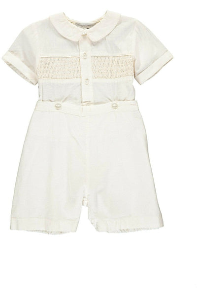 Hand Smocked Special Occasion Baby Boy Christening Bobby Suit  - Carriage Boutique