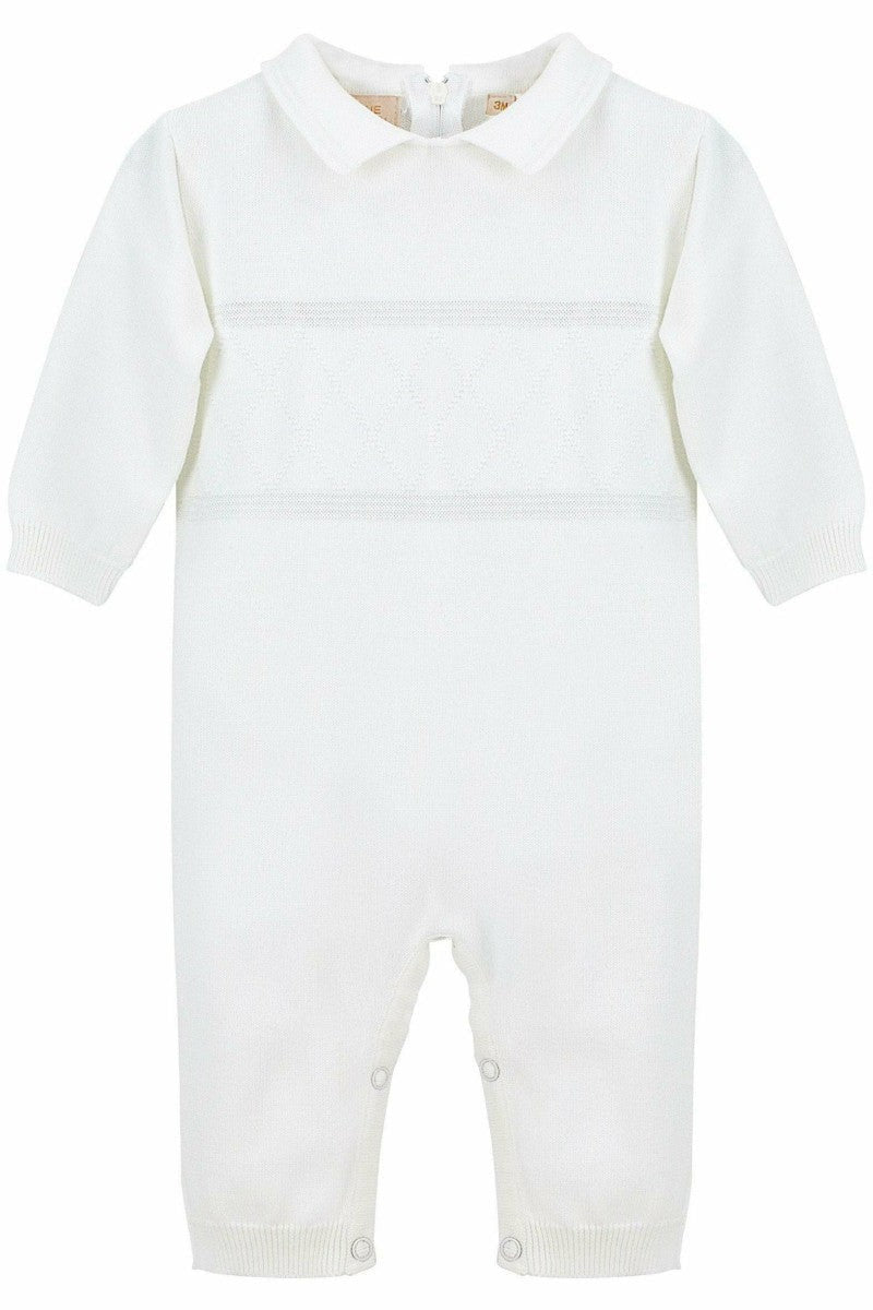 Coverall Diamond Stitching with Hat Baby Boy Christening Outfit 2 - Carriage Boutique