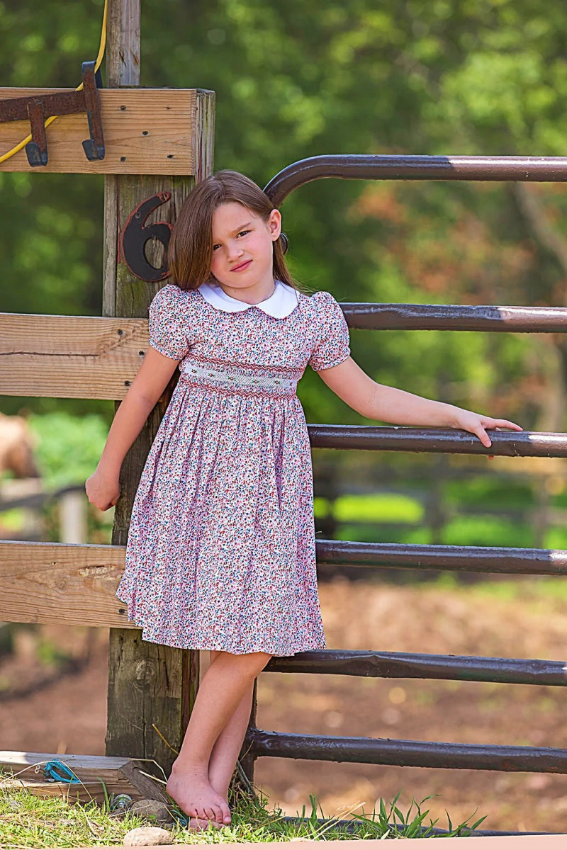 Full Floral Short Sleeve Bishop Girl Dress (Babies Toddlers