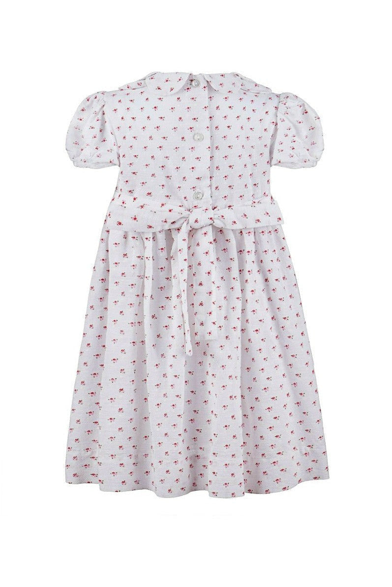 Hand Smocked Floral Yoke Girl Dress (Babies & Toddlers) White 2 - Carriage Boutique