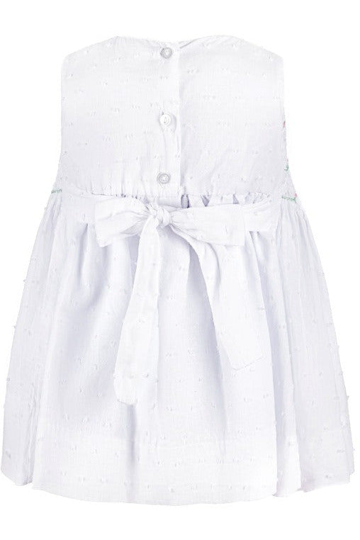Carriage Boutique Hand Smocked White Baby Girl Dress 2