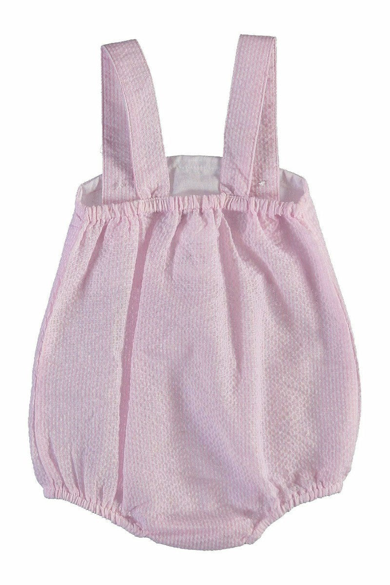 Sleeveless Seersucker Baby Girl Bubble Romper with Hat 3 - Carriage Boutique