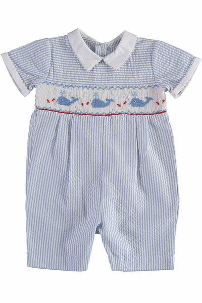 Smocked Whales Romper - Carriage Boutique