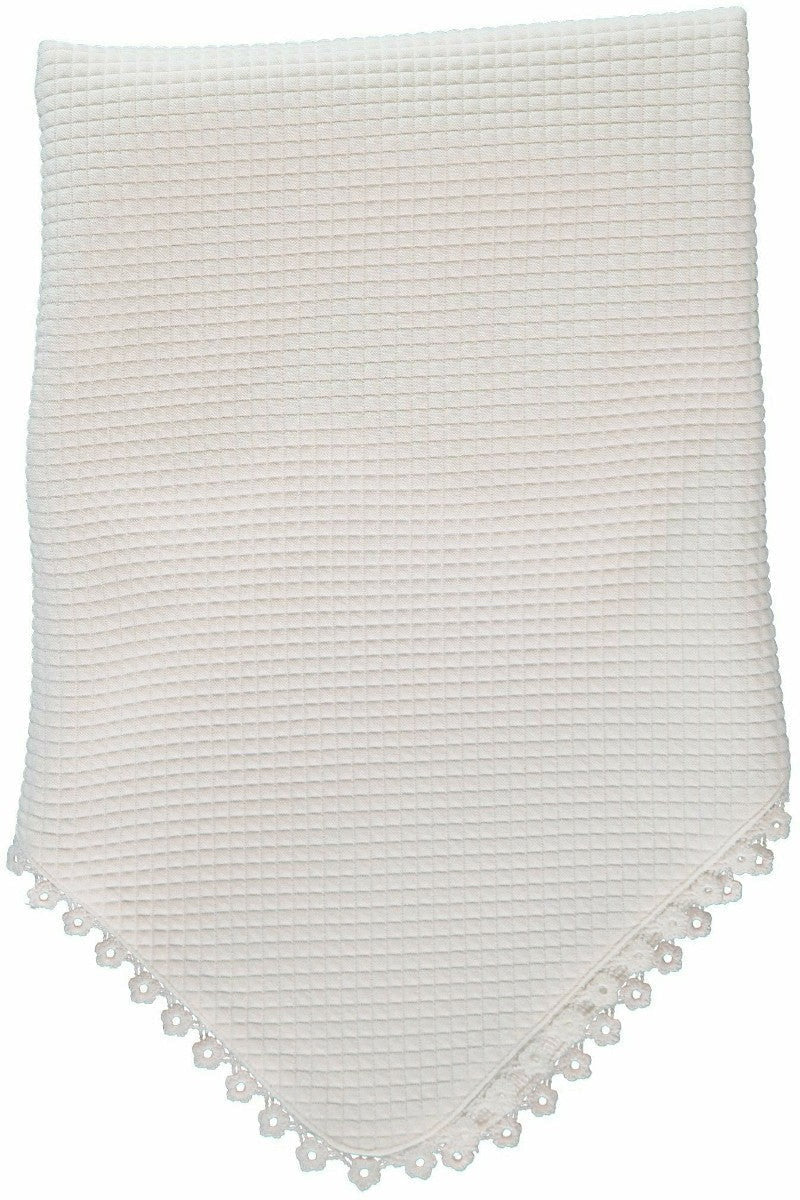 Special Occasion Off White Quilted Baby Blanket with Lace Trim 2 - Carriage Boutique
