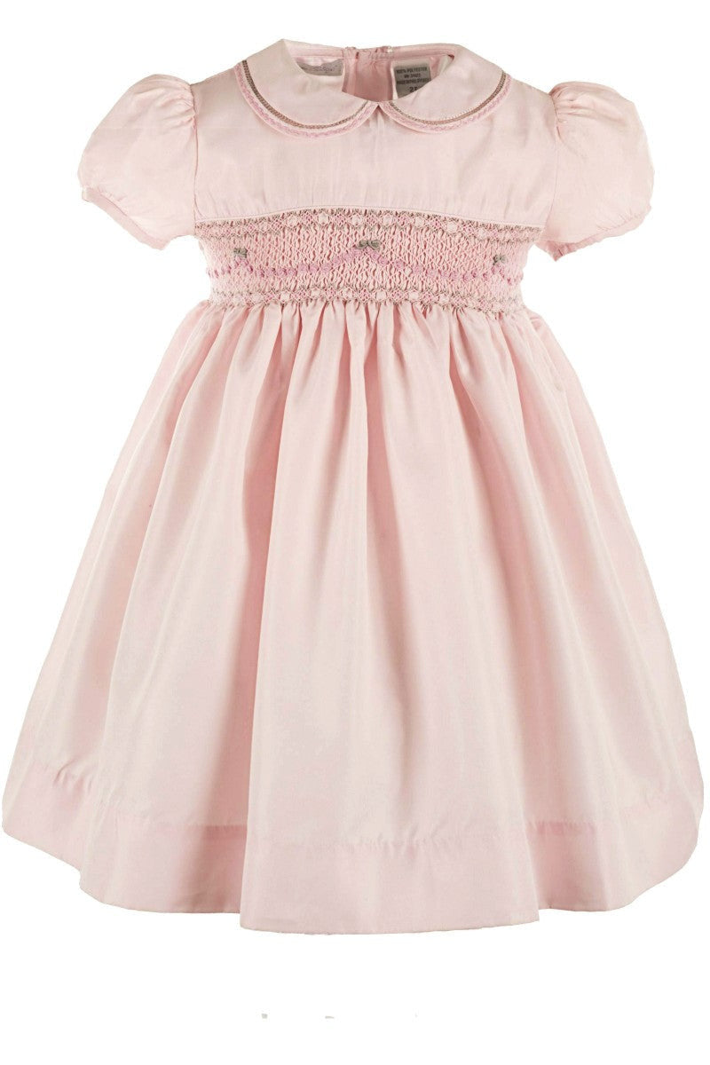 Hand Smocked Elegant Taffeta Toddler Girl Dress 3