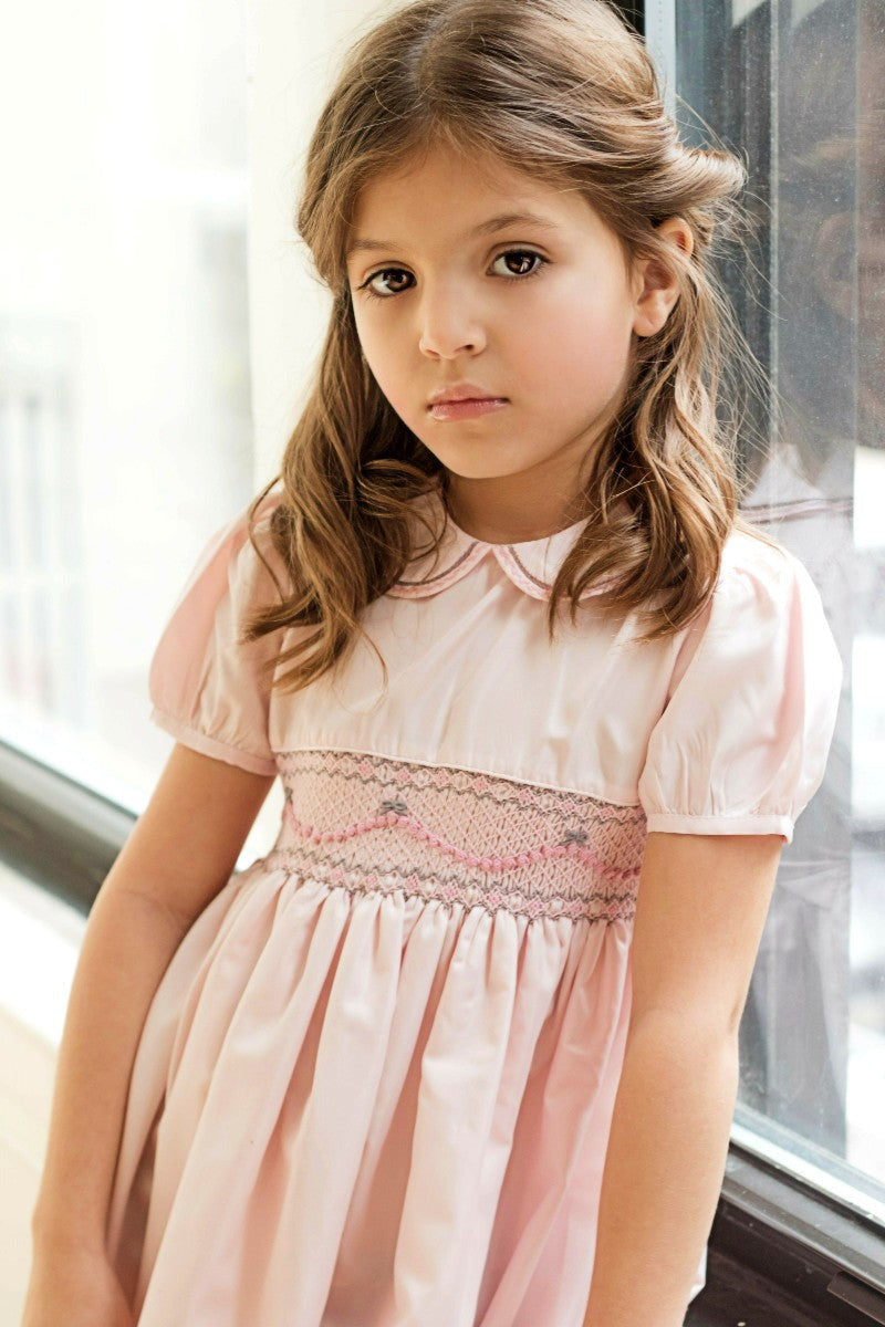 Hand Smocked Elegant Taffeta Toddler Girl Dress Hand Smocked Elegant Taffeta Toddler Girl Dress