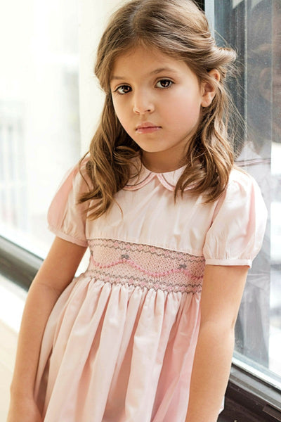 Hand Smocked Elegant Taffeta Toddler Girl Dress