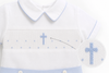 Hand Smocked Blue Cross Christening Bobbie Suit