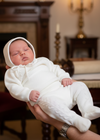 2 Piece Knit Leaf Baby Boy Bris & Christening Outfit with Bonnet