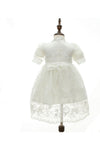 2 pc Short Sleeve Girl Christening Gown with Lace Overlay 3
