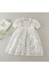 2 pc Short Sleeve Girl Christening Gown with Lace Overlay 5