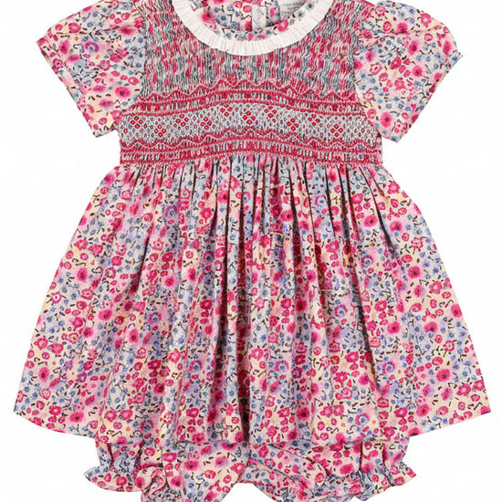 Baby Girls Short Sleeve Dress - Pink Floral - Carriage Boutique