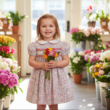 Hand Smocked Floral Toddler Girl Dress - Carriage Boutique