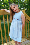 Sail Boats Blue Hand Smocked Toddler Dress