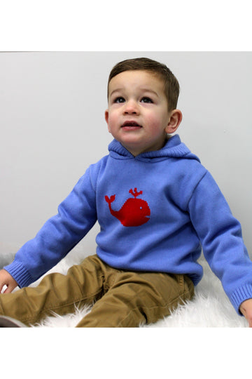 Baby Sweater Hoodie zipback Whale Design