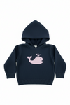 Whale Hooded Zip Back Navy/Pink  Baby Sweater