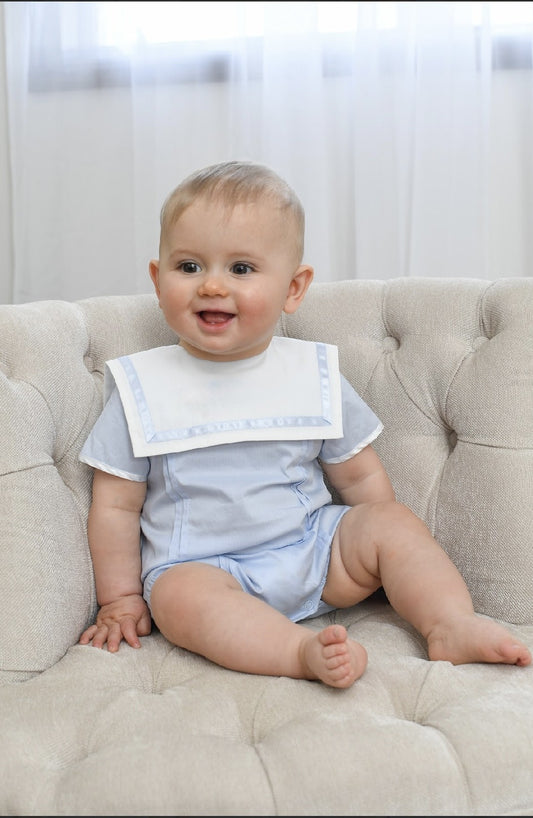 Monogram Blue Baby Boy Bubble Romper