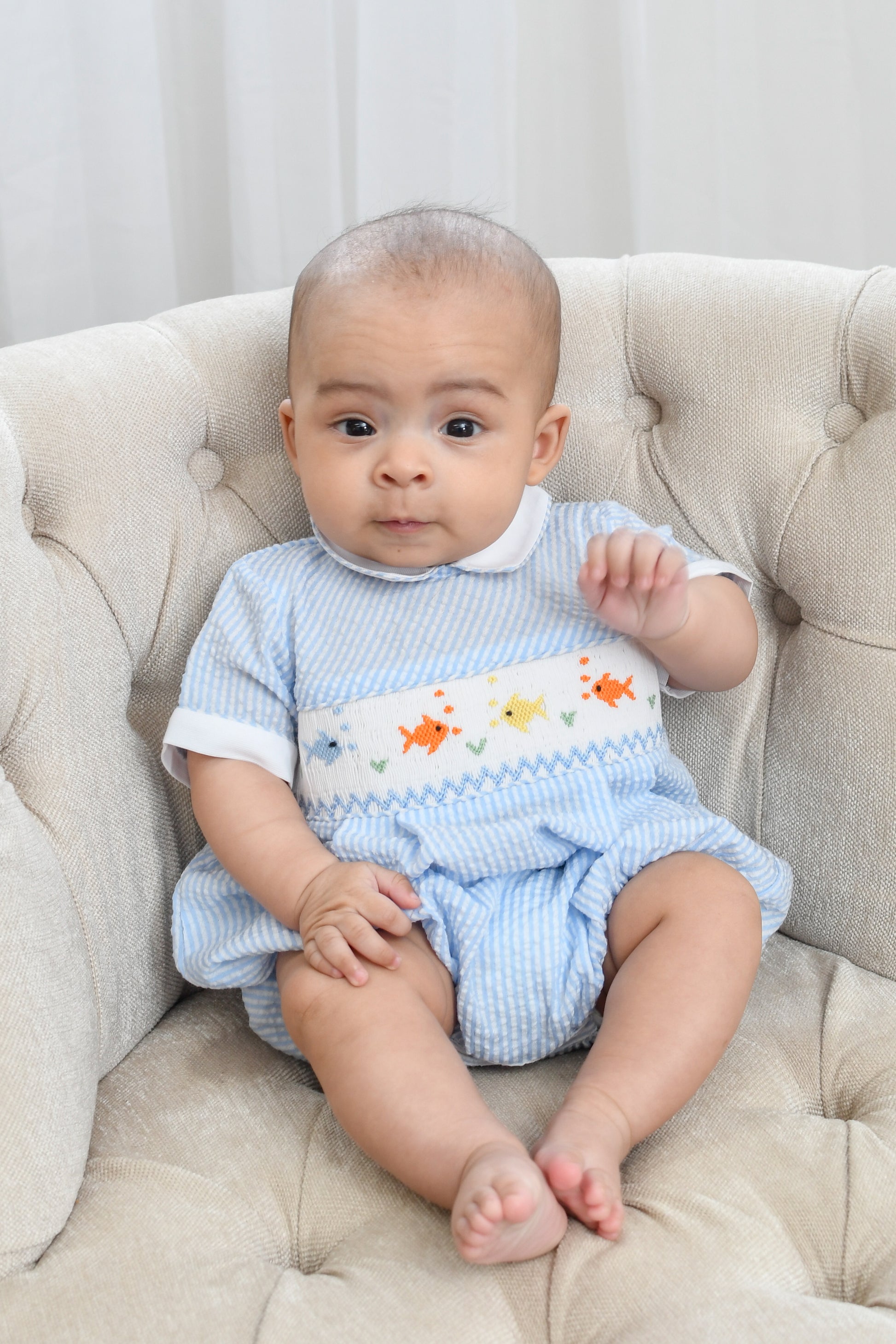 20126-Smocked Fish Baby Boy Bubble Romper – Carriage Boutique